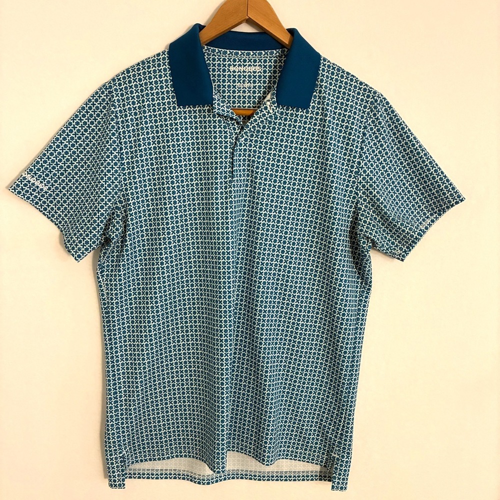 Bonobos Golf Polo Shirt Mens Size L Performance Slim Fit Geometric Preppy AOP